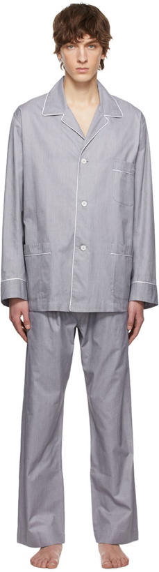 Photo: Brioni Grey Cotton Pyjama Set