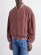 Versace - Ribbed Knit-Trimmed Silk-Poplin Blouson Jacket - Purple