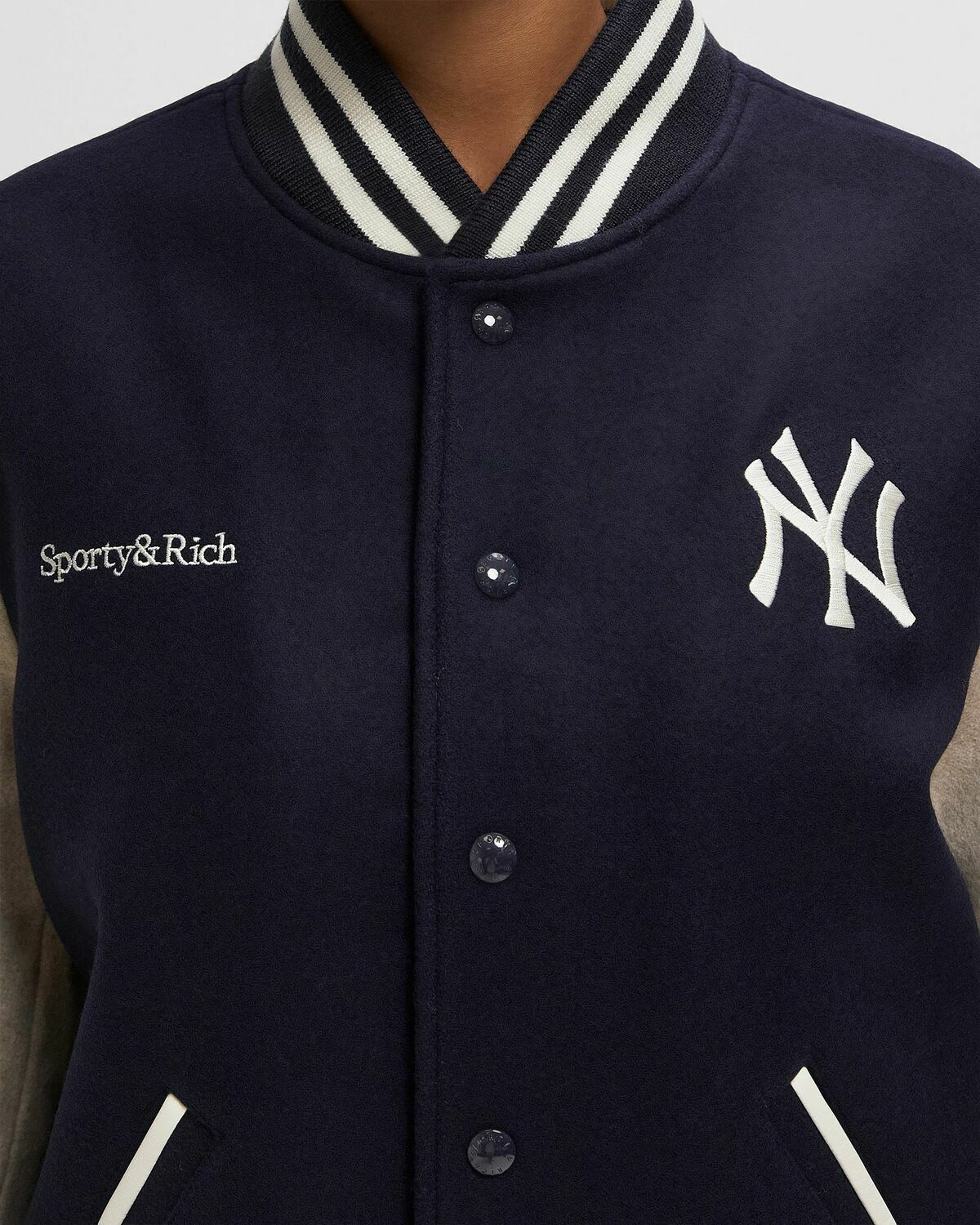 Sporty & Rich Champions Wool Varsity Jacket blue/beige Womens Bomber Jacket