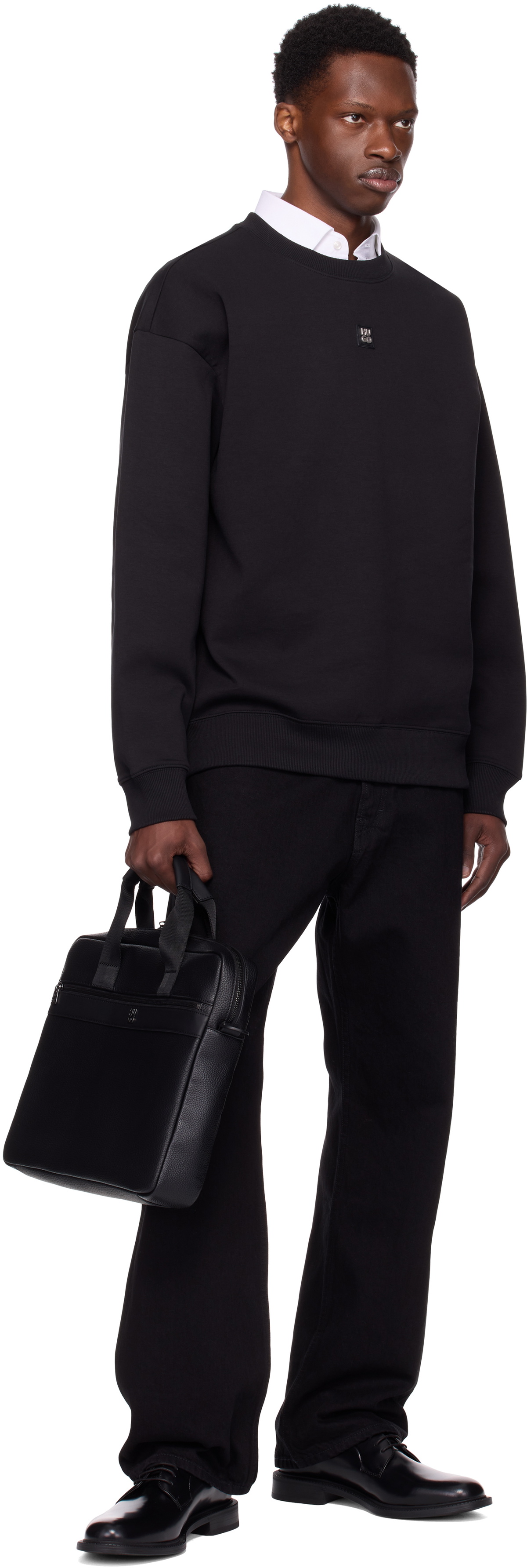 Hugo Black Stacked Logo Badge Sweatshirt