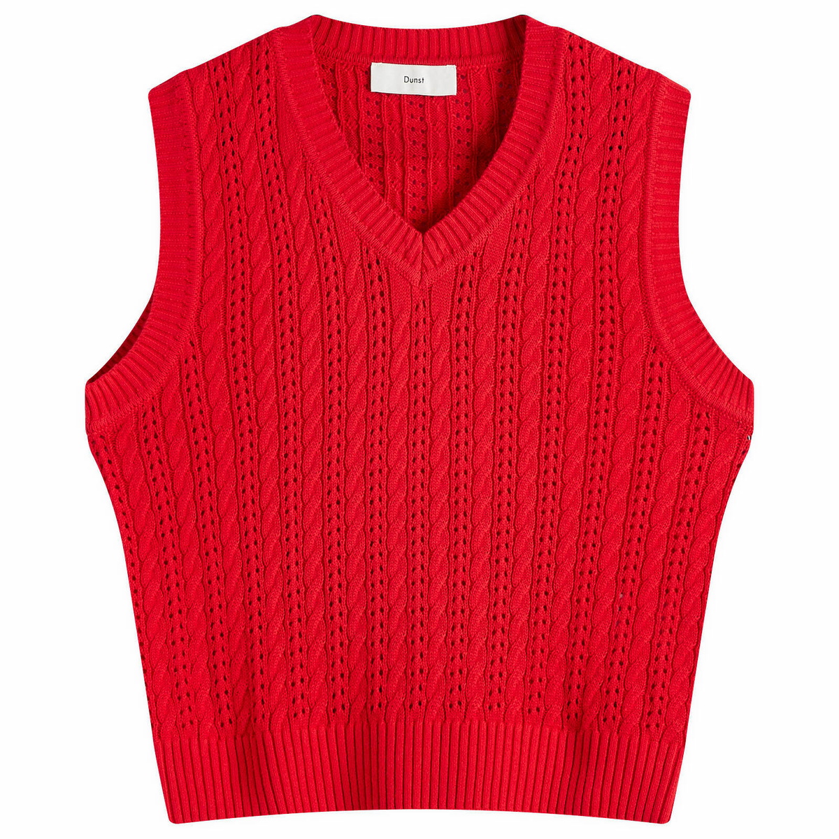 DUNST Women's Unisex Crochet Knit Vest in Red
