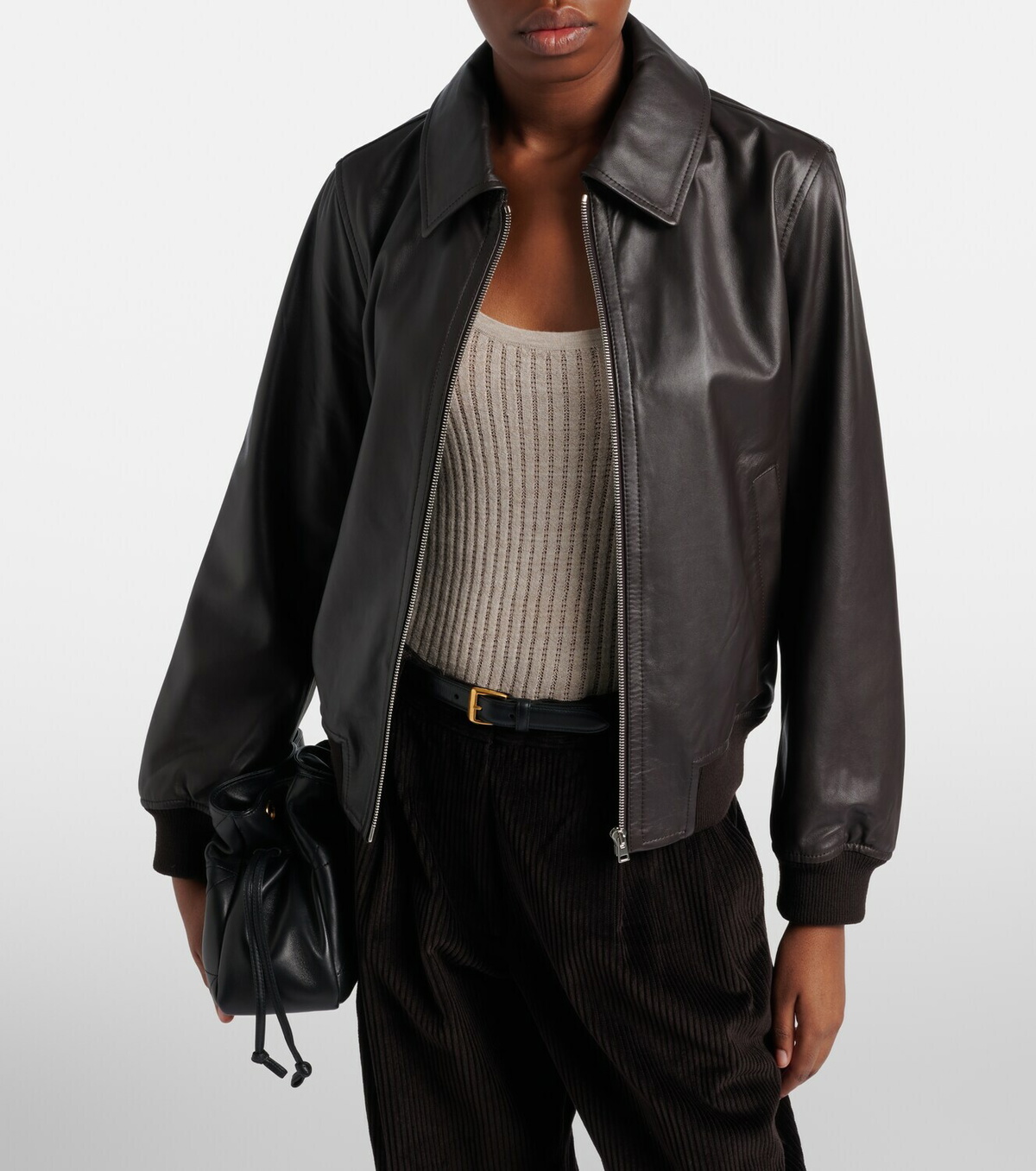 Yves Salomon Hooded leather blouson jacket