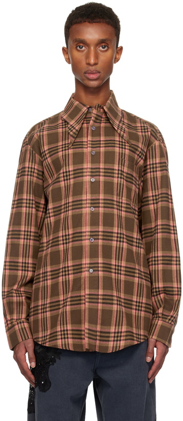 Photo: Collina Strada Pink & Brown Bat Button Shirt