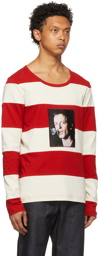 Sunnei Off-White & Red Striped Long Sleeve T-Shirt