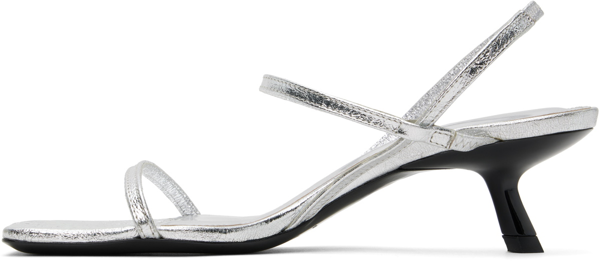 ANINE BING Silver Hilda Heeled Sandals