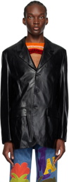 Marni Black Single-Breasted Leather Jacket