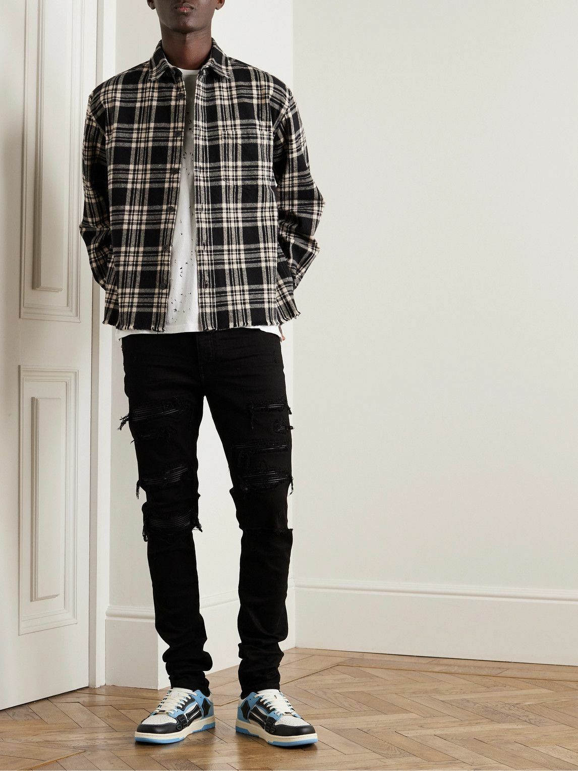 Amiri Leather Thrasher Jean in Dark Indigo | FWRD