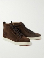 Christian Louboutin - Louis Logo-Embellished Suede High-Top Sneakers - Brown
