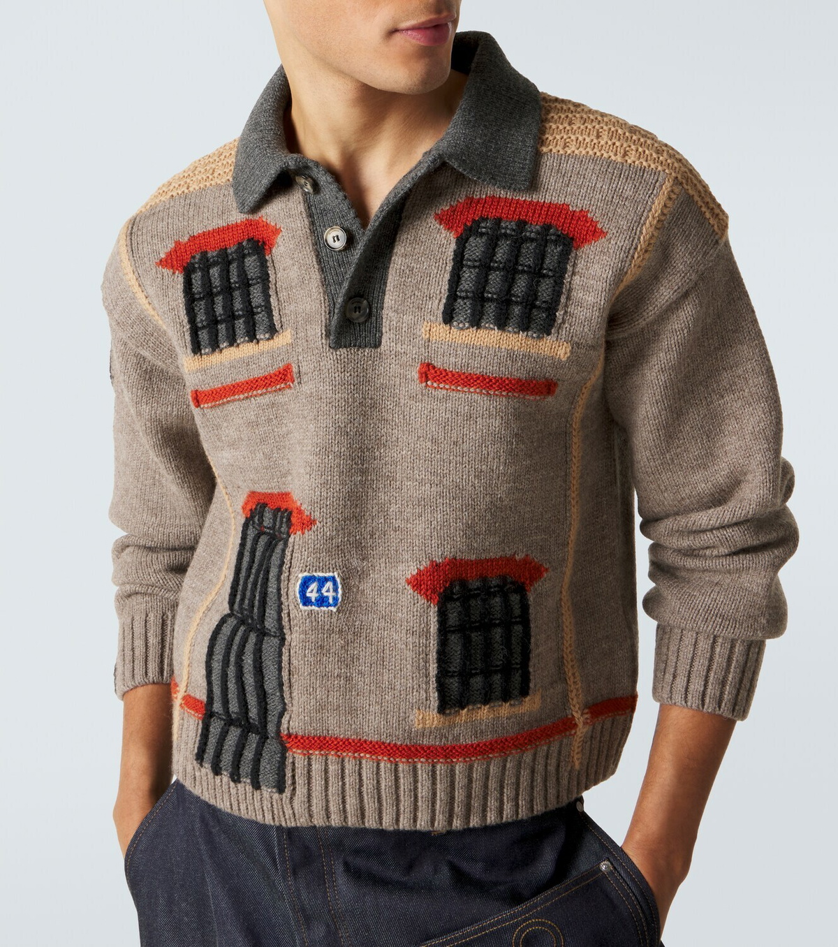 JW Anderson Embroidered wool polo sweater