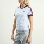 Adidas Women's 3S T-Shirt in Crystal Sky/Maroon