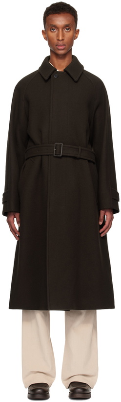 Photo: YLÈVE Brown Wool Melton Coat