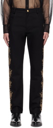 Ernest W. Baker Black Rose Studded Jeans
