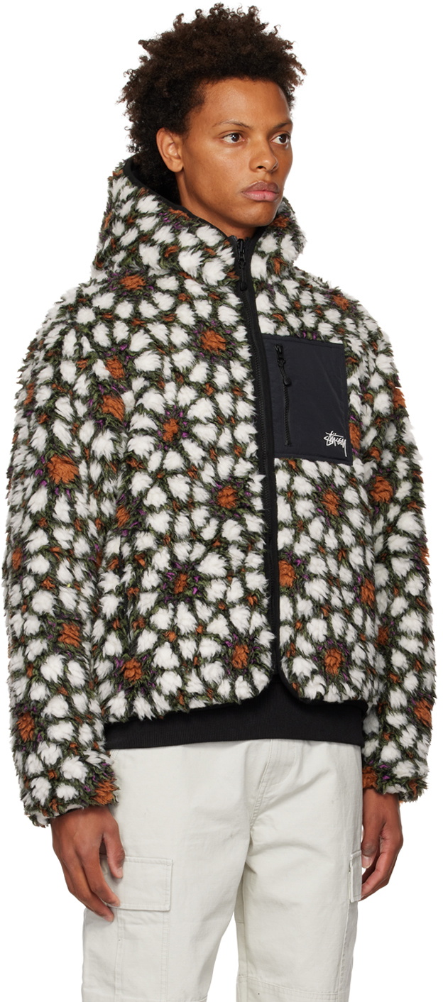 Stüssy White & Green Pattern Reversible Jacket Stussy