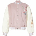 3.Paradis Women's Varsity Letterman Jacket in Pink