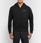 Balenciaga - Slim-Fit Logo-Print Fleece-Back Cotton-Blend Jersey Zip-Up Hoodie - Men - Black