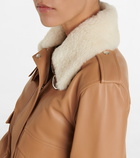 Loewe - Shearling-collar leather bomber jacket