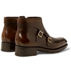 Santoni - Polished-Leather Monk-Strap Boots - Brown