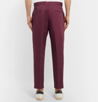 Isabel Marant - Nicklas Cropped Tapered Pleated Cotton Twill Trousers - Burgundy