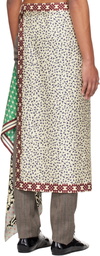 Dries Van Noten Off-White & Green Long Wrap Scarf Skirt