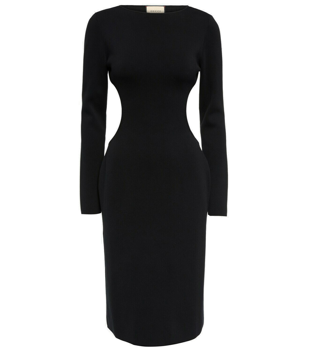 ワンピース GUCCI BLACK MIDI DRESS Gucci Fitted Ruffled Midi Dress Black