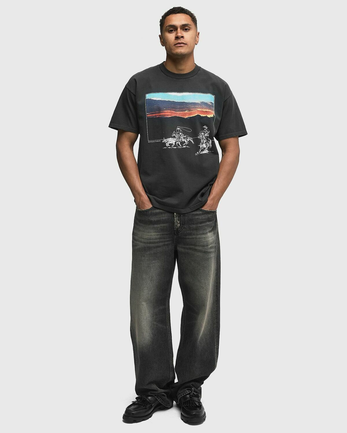 One of these Days IN ANOTHER TIME Black Mens Shortsleefe