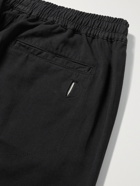 Folk - Assembly Cropped Tapered Pleated Garment-Dyed Cotton-Twill Trousers - Black