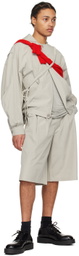 AMOMENTO Gray Oversized Long Sleeve T-Shirt