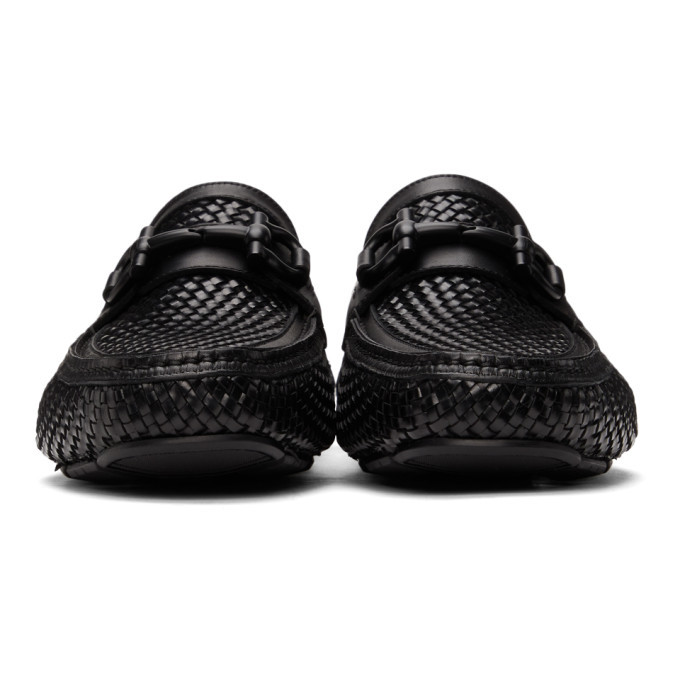 Salvatore Ferragamo Black Woven Gancini Moccasin Loafers  display picture 3