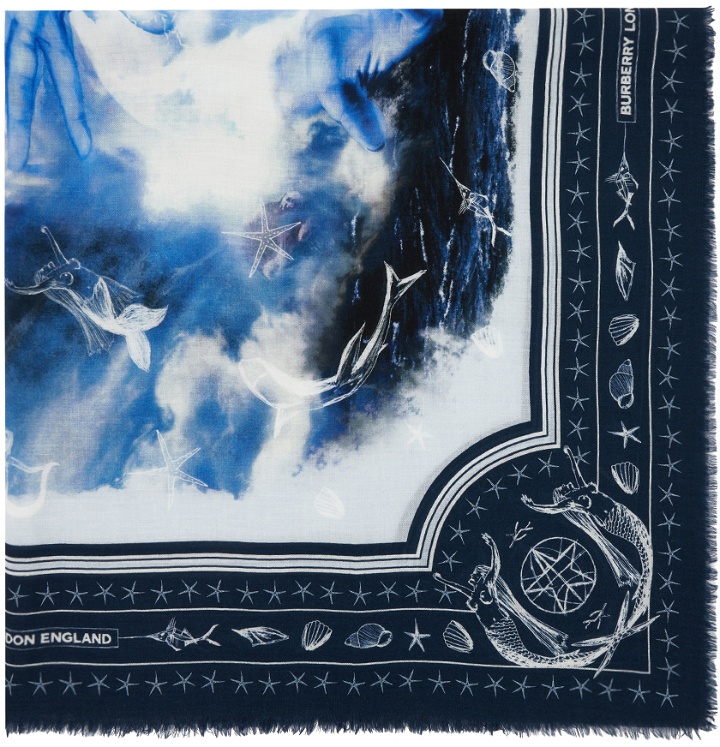 Photo: Burberry Navy Cashmere Large Sea Maiden Scarf
