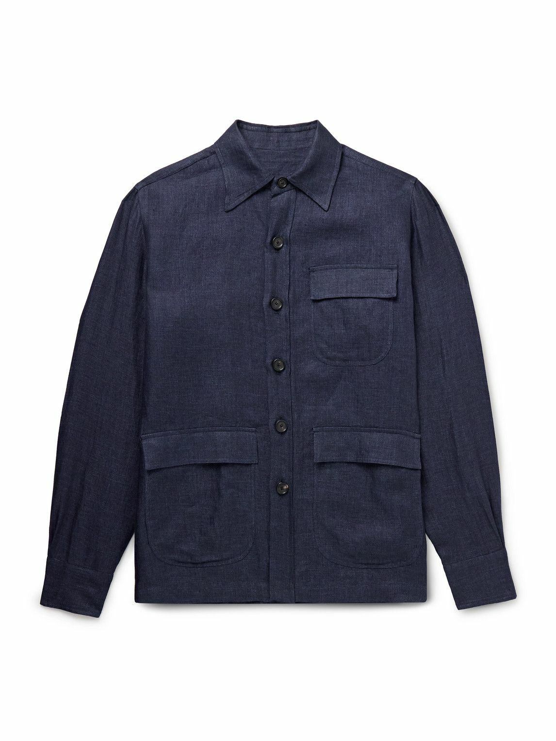 De Petrillo - Linen-Twill Overshirt - Blue
