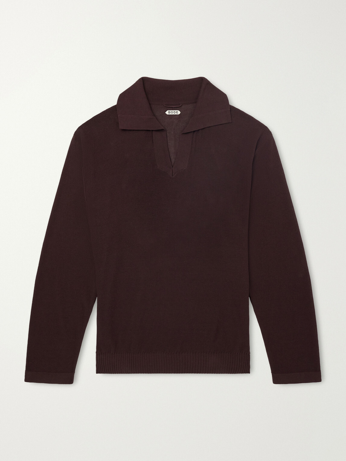 BODE - Knitted Cotton-Crepe Polo Shirt - Brown