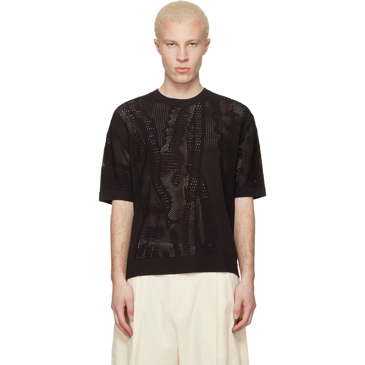 Lacoste Brown Relaxed Fit Short Sleeved Sweater Top