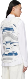 Craig Green White & Navy Hand-Embroidered Harness Vest