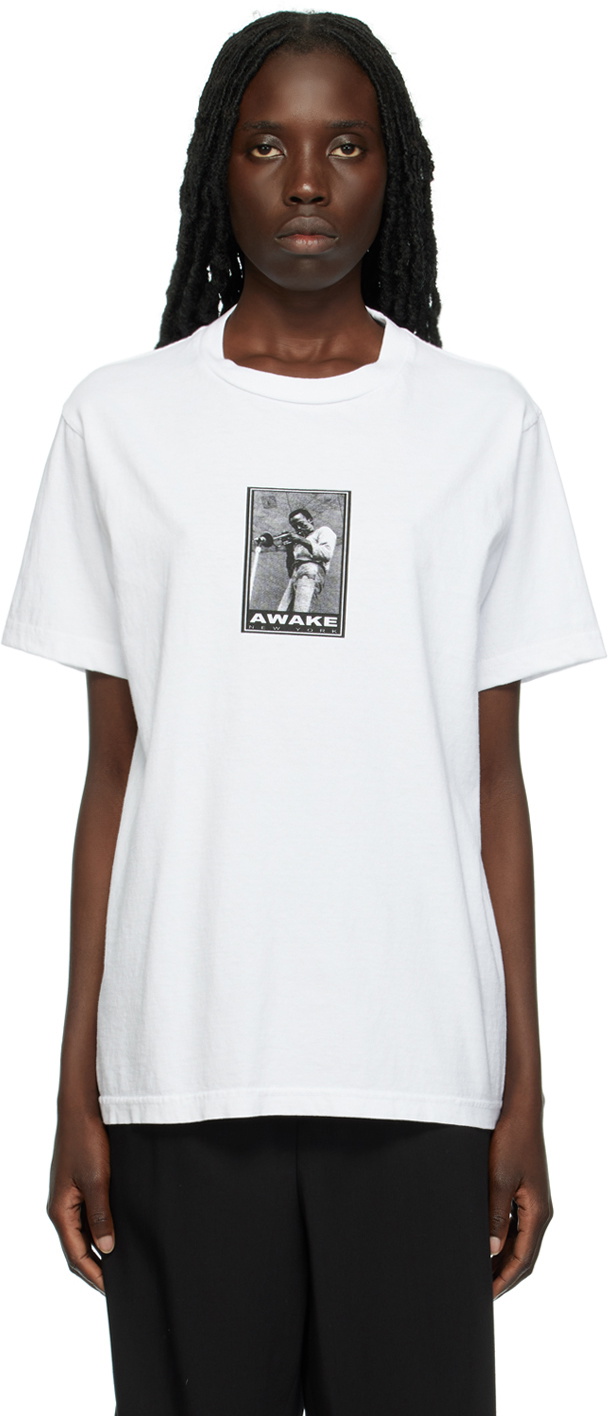 Awake NY White Printed Miles Davis T-Shirt