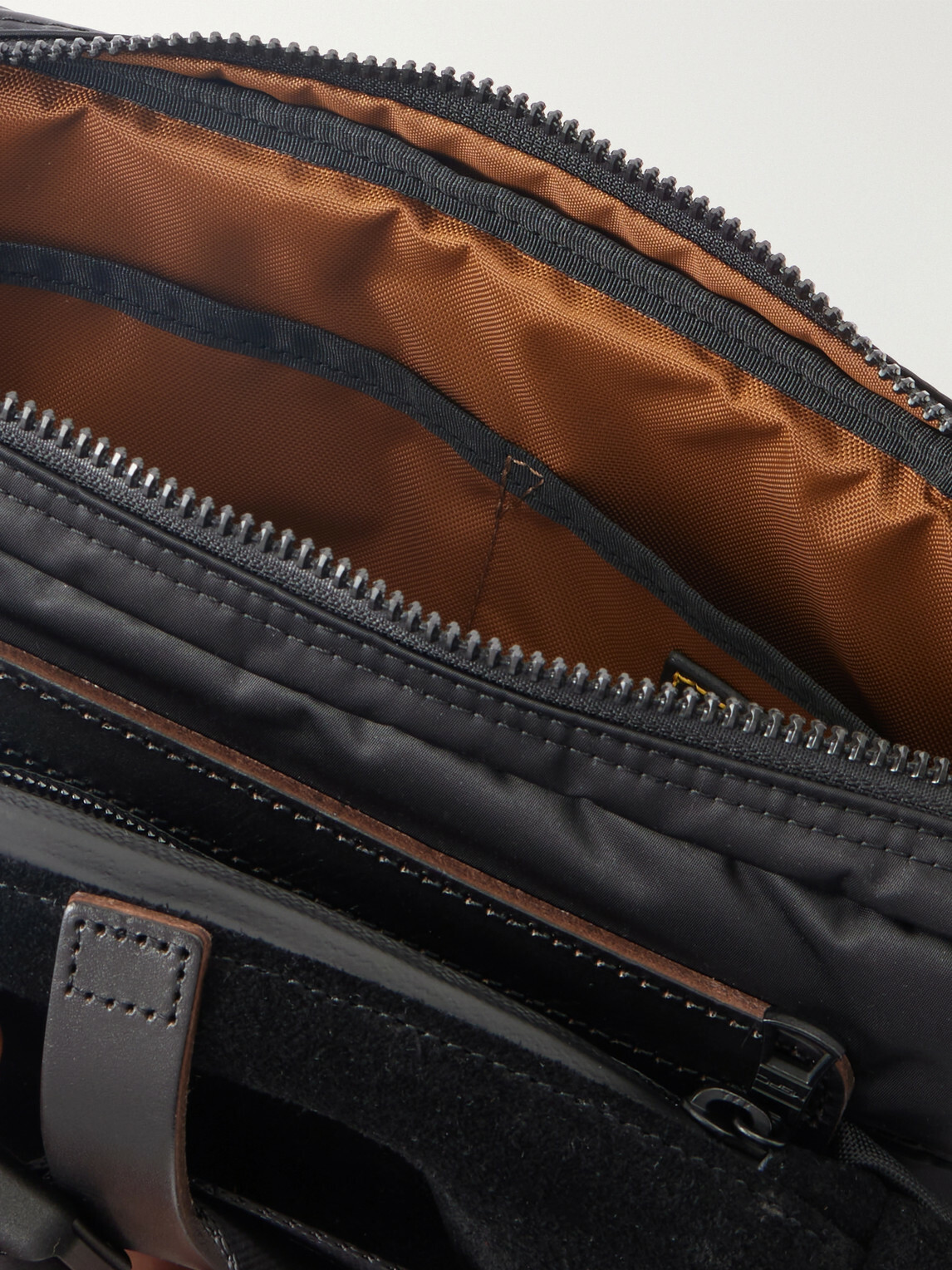 Master-Piece - Sling Suede and Leather-Trimmed Nylon-Twill Messenger Bag