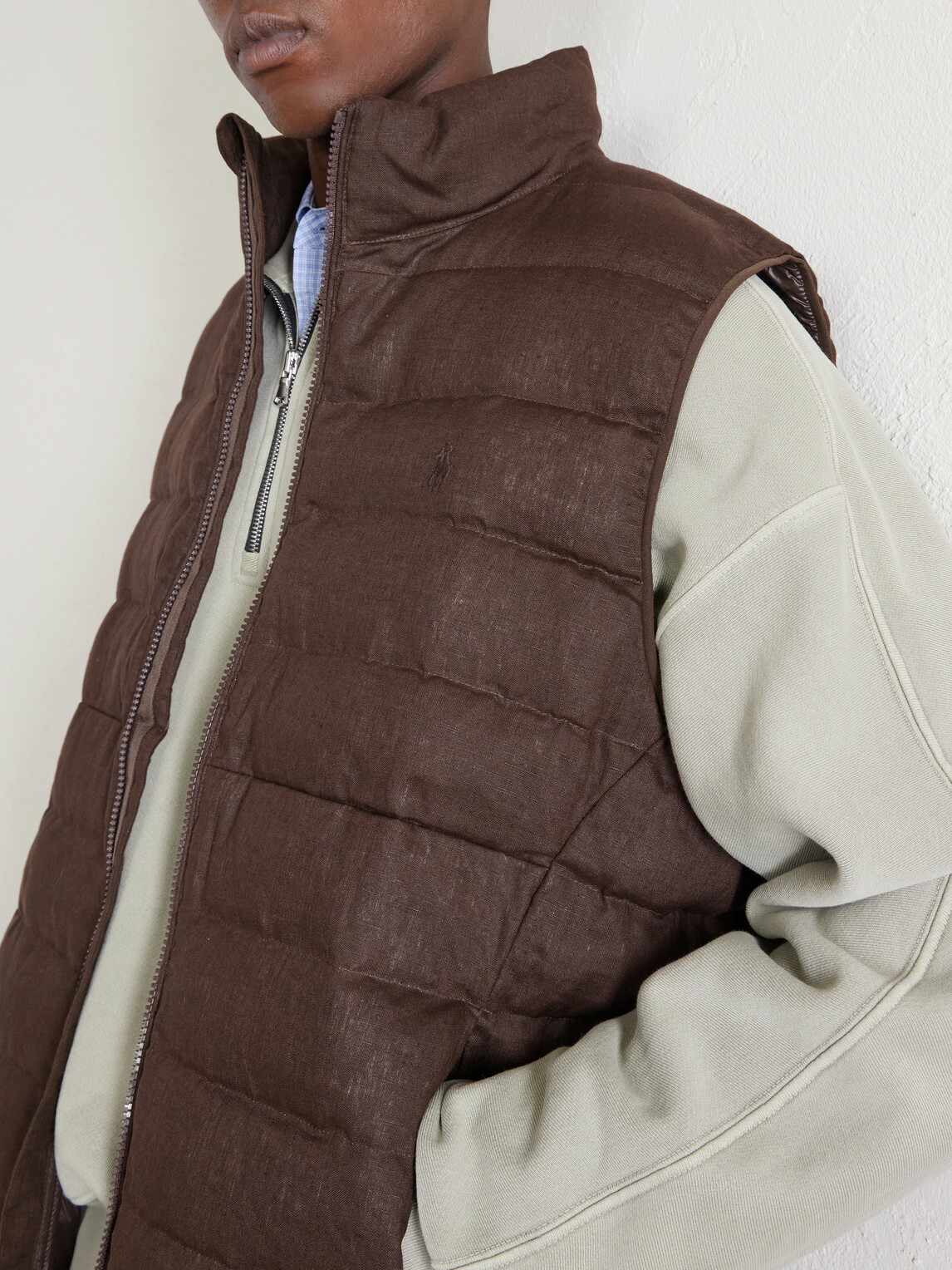 Polo Ralph Lauren - The Colden Logo-Embroidered Quilted Linen Vest - Brown
