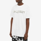 Alexander McQueen Men's Embroidered Logo T-Shirt in White/Mix