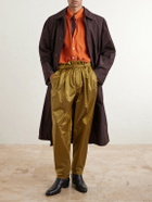SAINT LAURENT - Tapered Belted Pleated Shell Trousers - Green