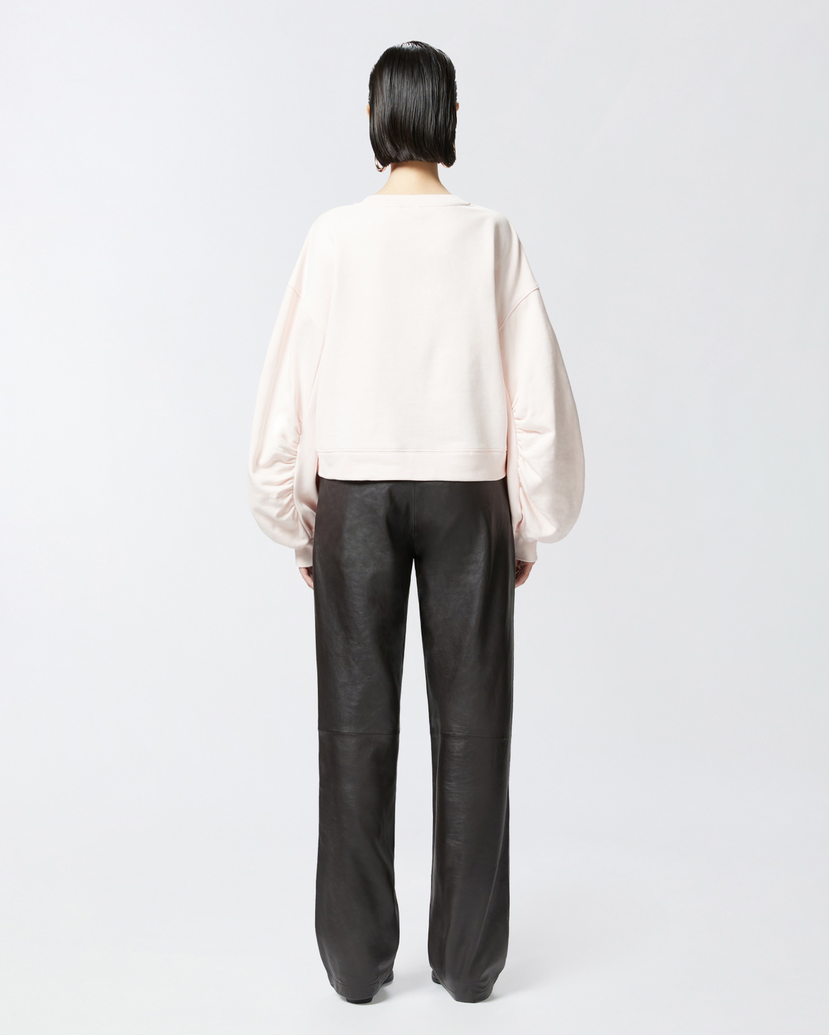 Pinko Sweatshirt With Wide Sleeves And Bejewelled Love Birds Embroidery Pink Pale Chestnut Brown