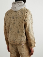 SAINT MXXXXXX - Dr. Woo Corduroy-Trimmed Distressed Printed Cotton-Canvas Jacket - Neutrals
