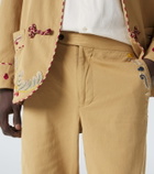 Bode Feather Runner cotton straight pants