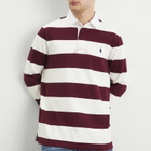 Polo Ralph Lauren Men's Stripe Rugby Shirt in Classic Wine/Trophy Cream