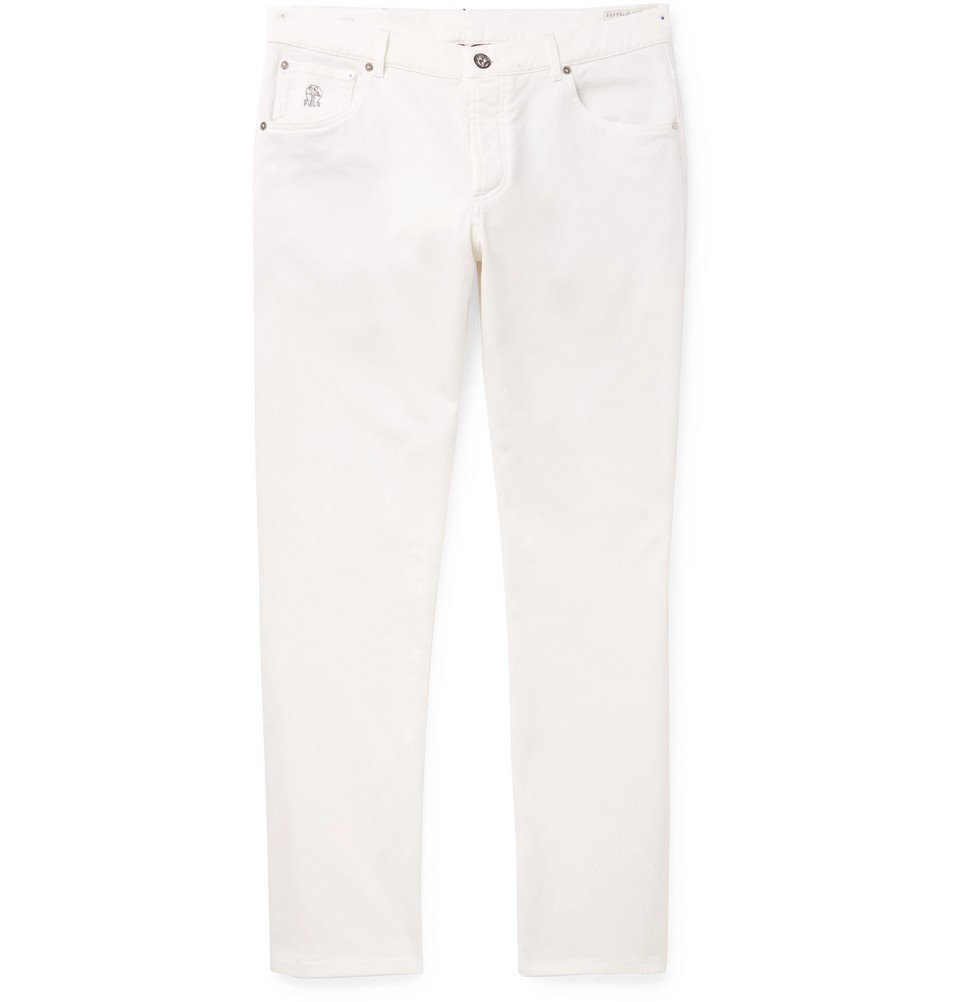 Stretch Denim Slim Fit Jeans in White - Men