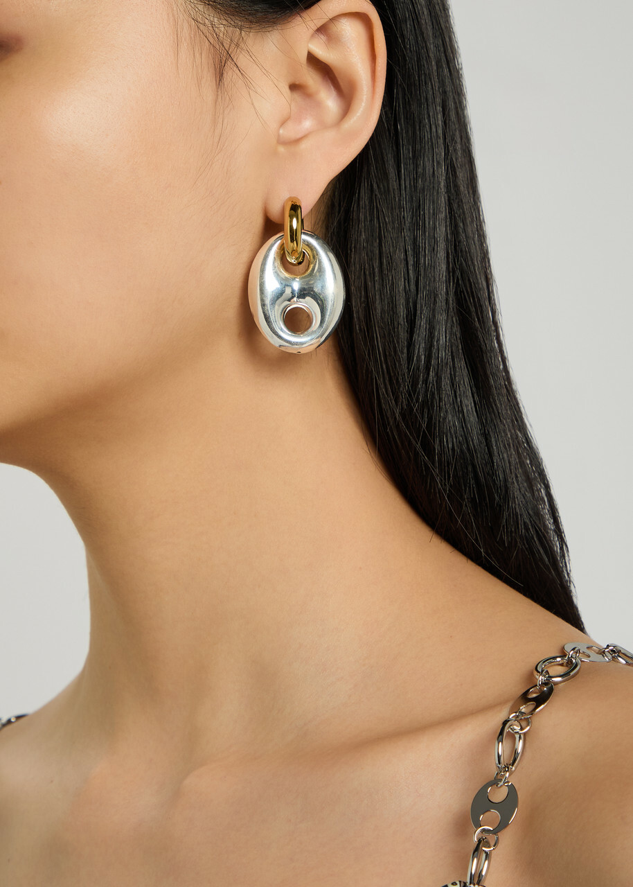 Timeless Pearly Two-tone Mismatched 24kt Gold-plated Hoop Earrings - One Size