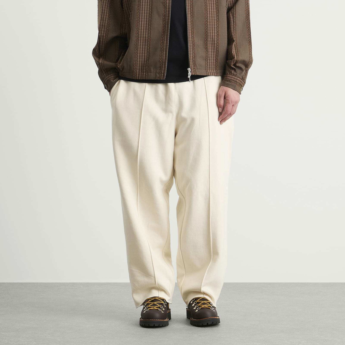 Merely Made Men's Pintuck Wide Trousers in Neutral