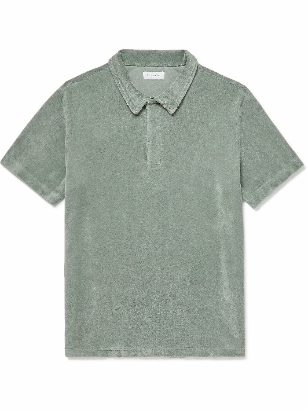 Photo: Hamilton And Hare - Lounge Cotton-Terry Polo Shirt - Green