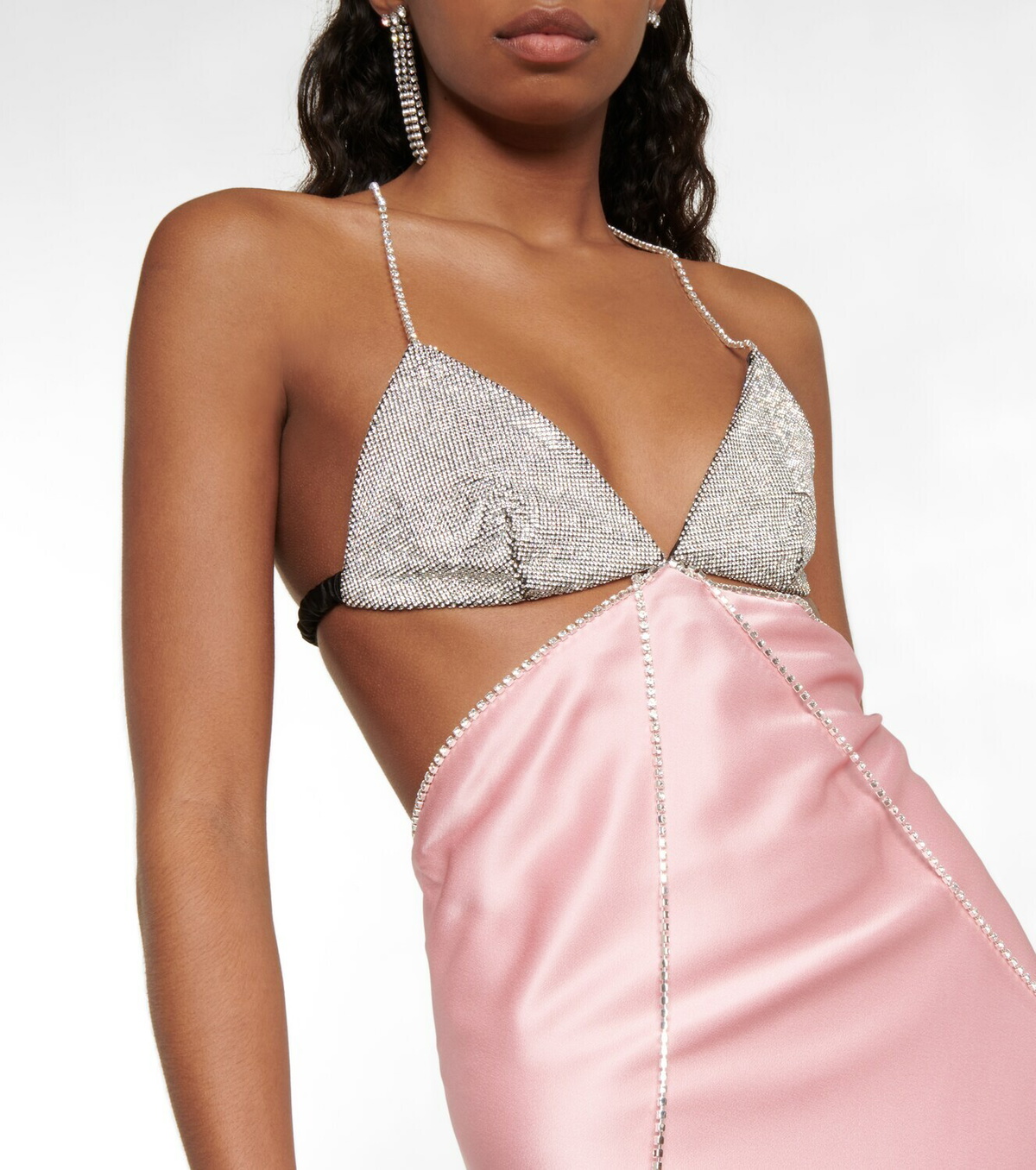 Dodo Bar Or Beatrice embellished silk satin dress