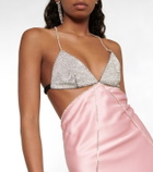 Dodo Bar Or Beatrice embellished silk satin dress