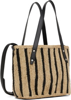 rag & bone Beige & Black Small Striped Straw Tote