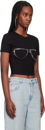 AREA Black Zipper Bustier Cup T-Shirt